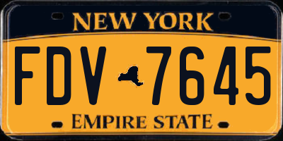 NY license plate FDV7645