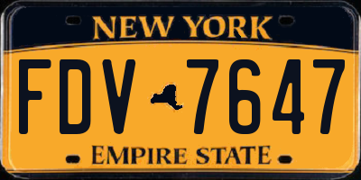 NY license plate FDV7647