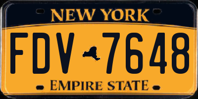 NY license plate FDV7648
