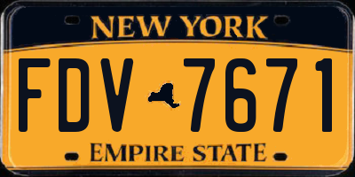 NY license plate FDV7671