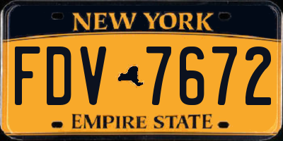 NY license plate FDV7672
