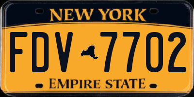 NY license plate FDV7702