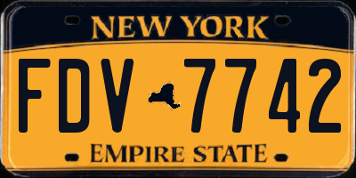 NY license plate FDV7742