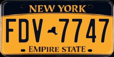 NY license plate FDV7747