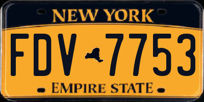 NY license plate FDV7753