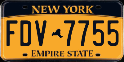 NY license plate FDV7755