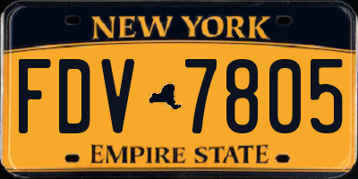 NY license plate FDV7805