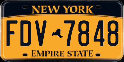NY license plate FDV7848