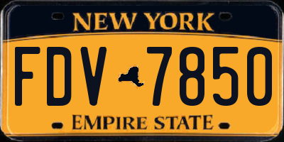 NY license plate FDV7850