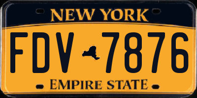 NY license plate FDV7876