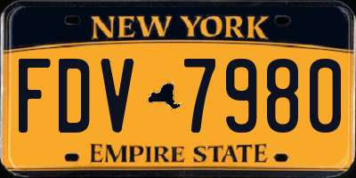 NY license plate FDV7980
