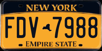 NY license plate FDV7988