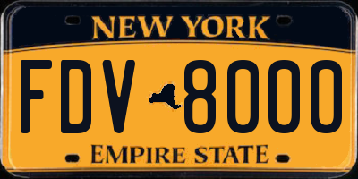 NY license plate FDV8000
