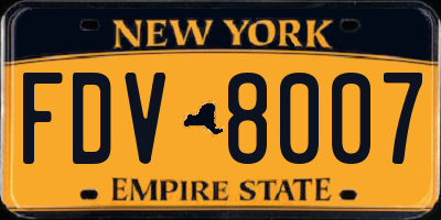 NY license plate FDV8007