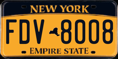 NY license plate FDV8008