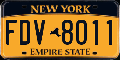 NY license plate FDV8011