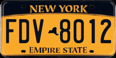 NY license plate FDV8012