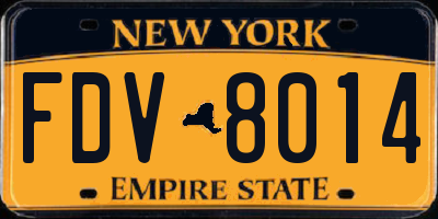 NY license plate FDV8014
