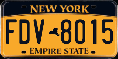 NY license plate FDV8015