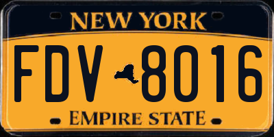NY license plate FDV8016