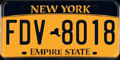 NY license plate FDV8018