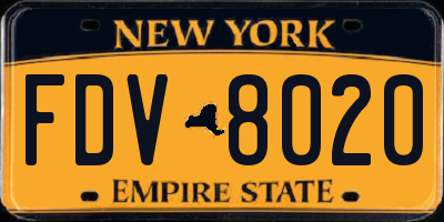 NY license plate FDV8020