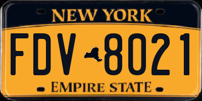 NY license plate FDV8021