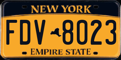 NY license plate FDV8023