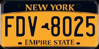 NY license plate FDV8025
