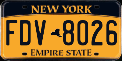 NY license plate FDV8026