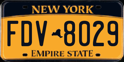 NY license plate FDV8029