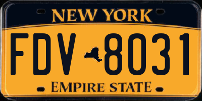 NY license plate FDV8031