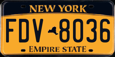 NY license plate FDV8036