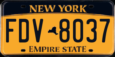 NY license plate FDV8037