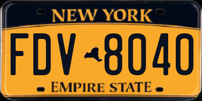 NY license plate FDV8040