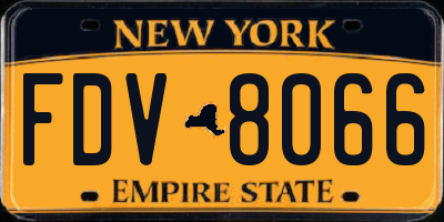 NY license plate FDV8066