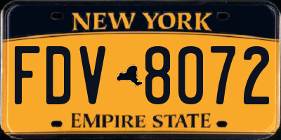 NY license plate FDV8072