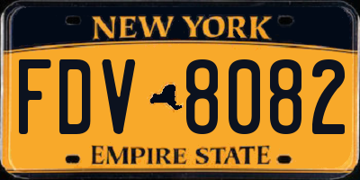 NY license plate FDV8082