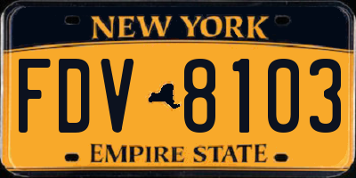 NY license plate FDV8103