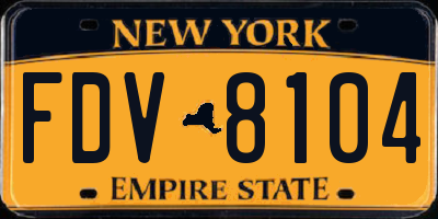 NY license plate FDV8104