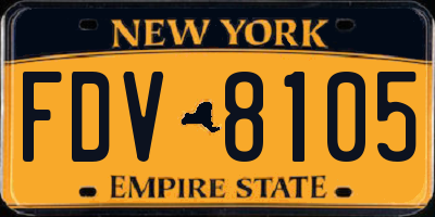 NY license plate FDV8105