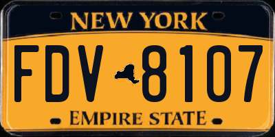 NY license plate FDV8107