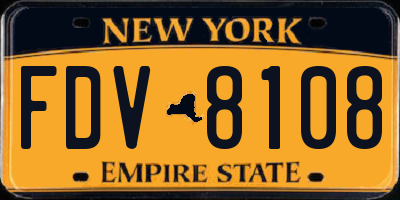 NY license plate FDV8108