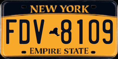 NY license plate FDV8109
