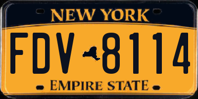 NY license plate FDV8114