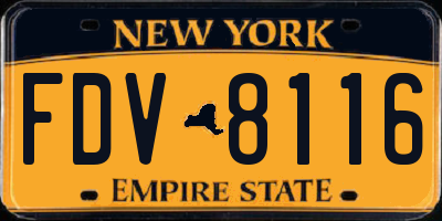 NY license plate FDV8116
