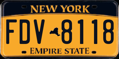 NY license plate FDV8118