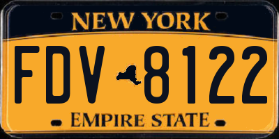 NY license plate FDV8122