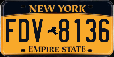 NY license plate FDV8136