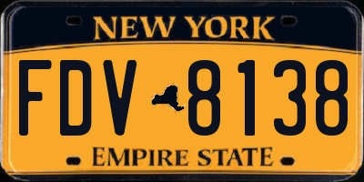 NY license plate FDV8138